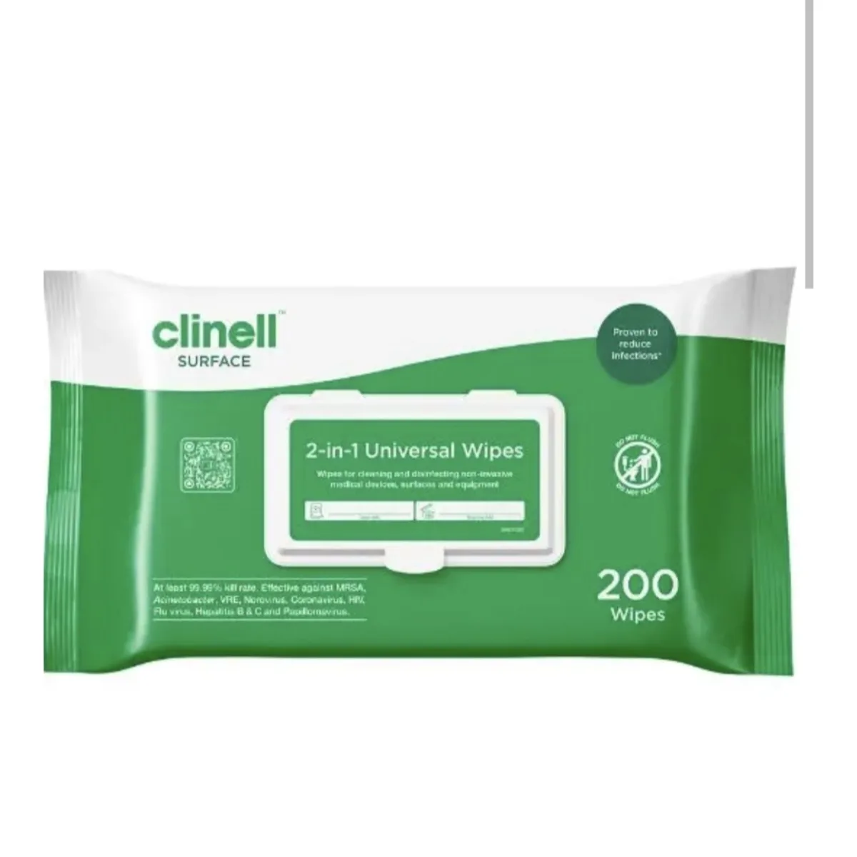 Clinell 2-in-1 Universal Wipes 200 Clinell 2-in-1 Universal Wipes 200 medical supply product image for UK healthcare use